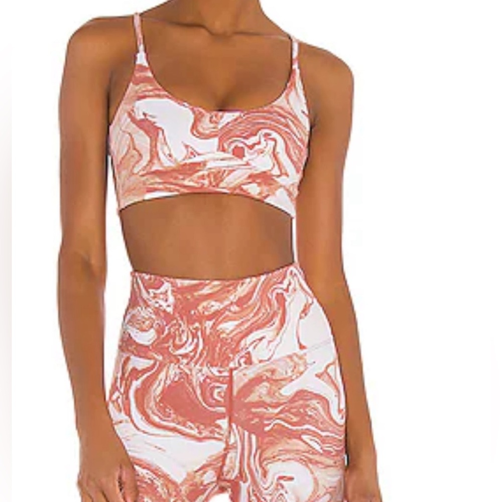 BEACH RIOT Sport Riot Brick Dust Marble Full Length Leggings & Sports Bra